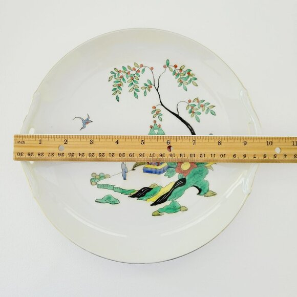 Noritake Asian Landscape Scene Cake Plate, c.1920-40 Morimura Mark, Vibrant Gree - Picture 10 of 13